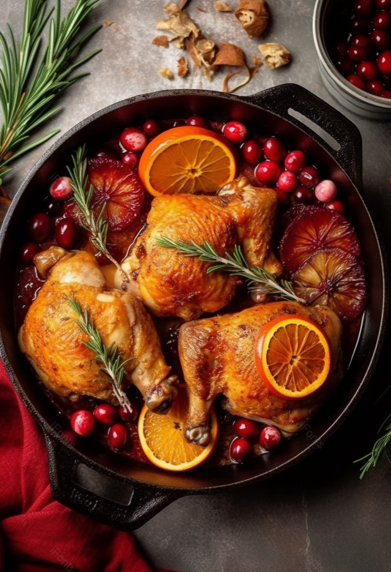 健康美食橙子和蔓越莓烤鸡,高清,摄影图,摄影图片,图片大全,摄影图免费下载